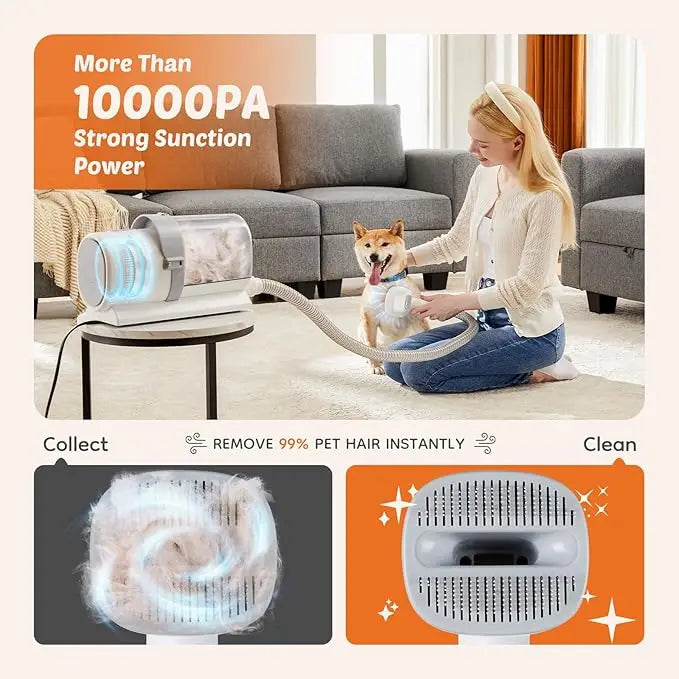 Cordless Pet Grooming Vacuum Kit – 2.5L, 3 Suction Modes, 5 Tools, Low Noise