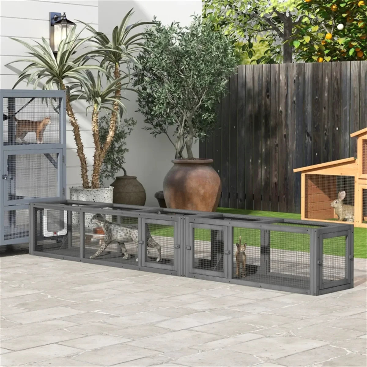 Cozy Pet Nest & Outdoor Cat Cage with Weather Protection – Includes Cat Toys & Training Kit