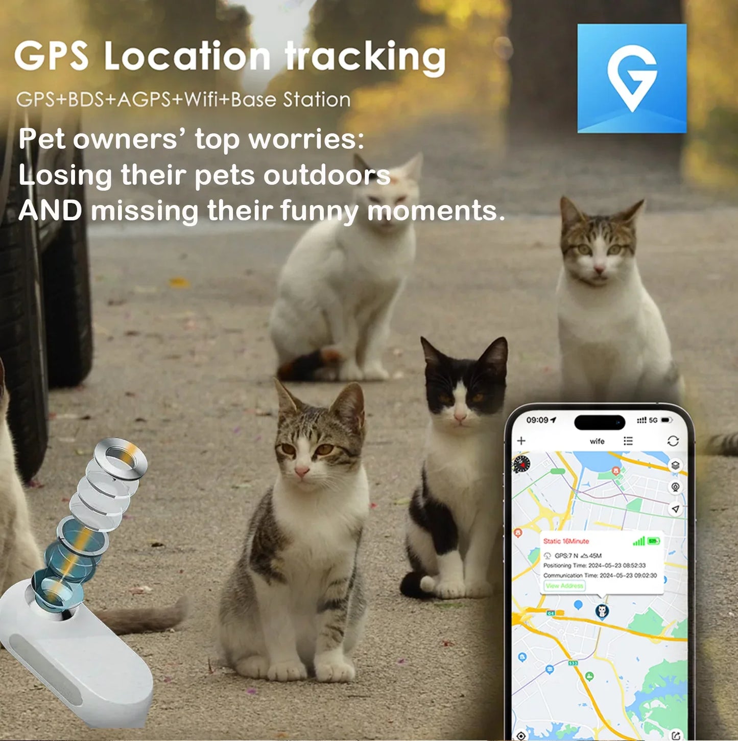 Waterproof GPS Pet Tracker+Mini Body Camera