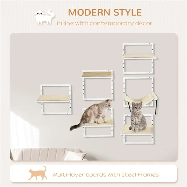Cat Shelf & Tower Set – Wall-Mounted Play Area with Toys, Training Aids & Snack Holders