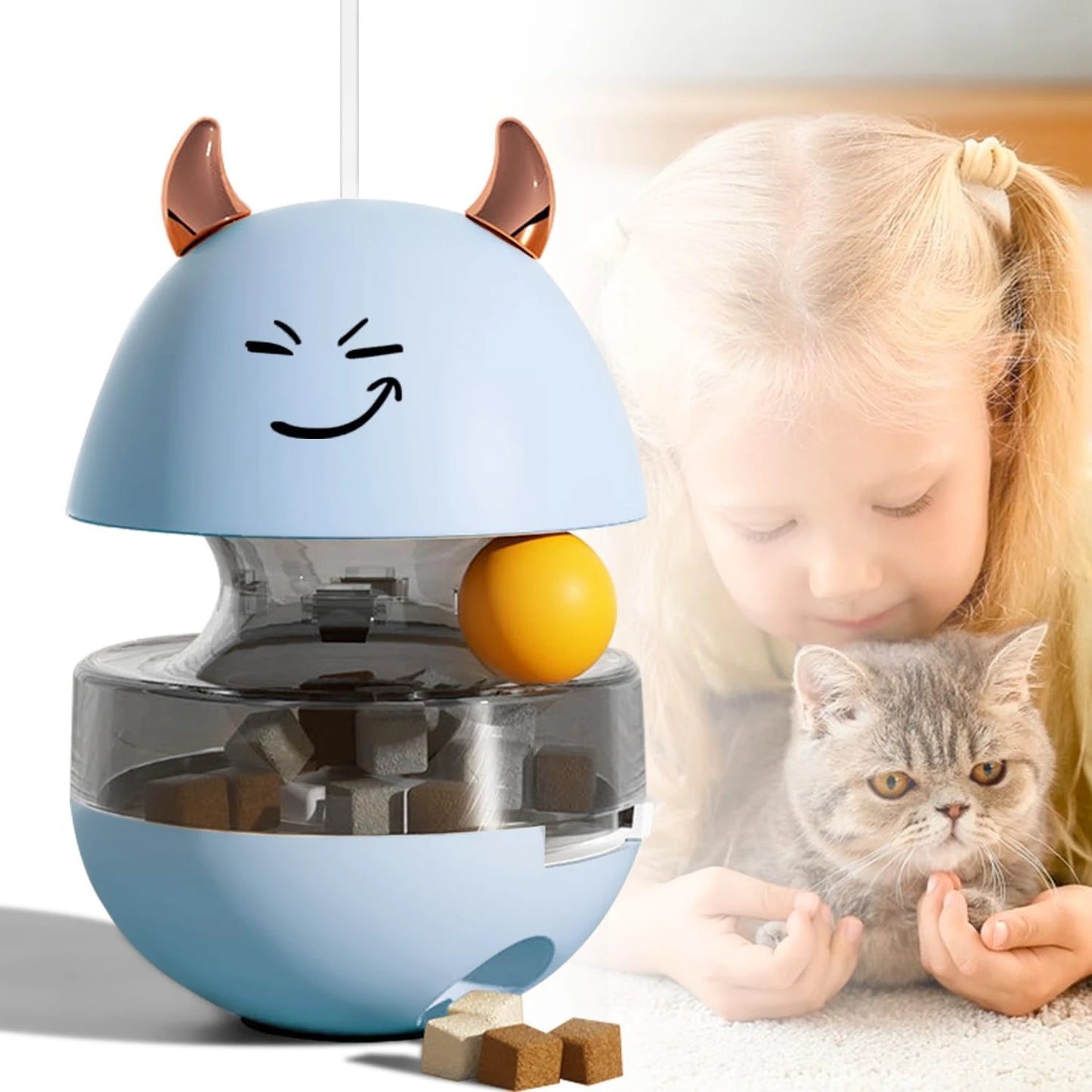 Exciting Blue Slow Feeder Puzzle Ball Cat Toy