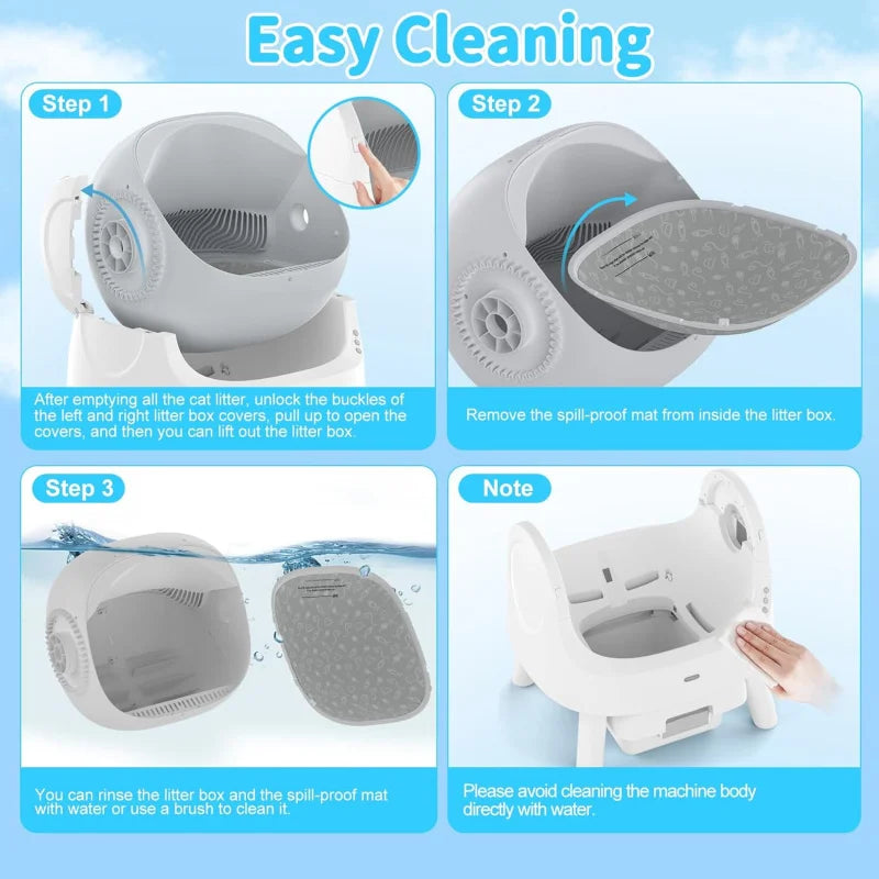 Automatic Self-Cleaning Cat Litter Box – Low Noise, Sensor-Activated, Open Top with Removable Tray