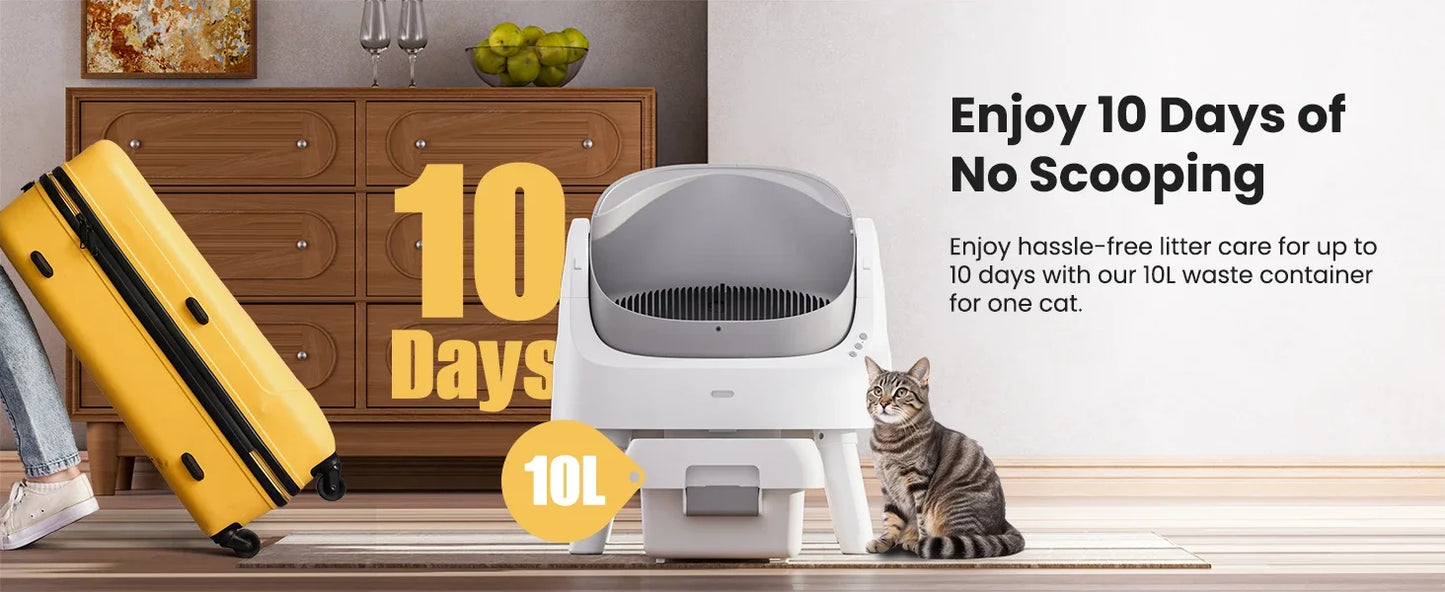 Automatic Self-Cleaning Cat Litter Box – Low Noise, Sensor-Activated, Open Top with Removable Tray