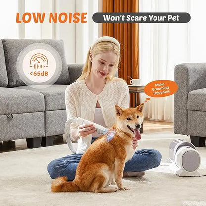 Cordless Pet Grooming Vacuum Kit – 2.5L, 3 Suction Modes, 5 Tools, Low Noise