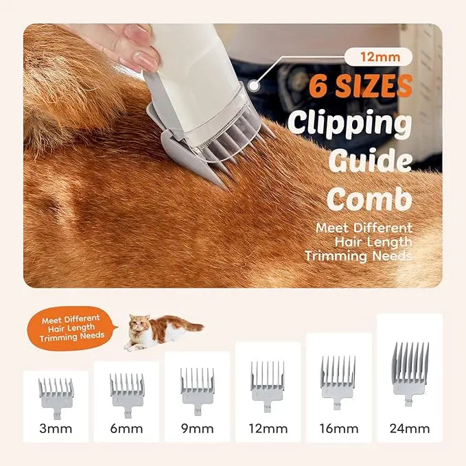 Cordless Pet Grooming Vacuum Kit – 2.5L, 3 Suction Modes, 5 Tools, Low Noise