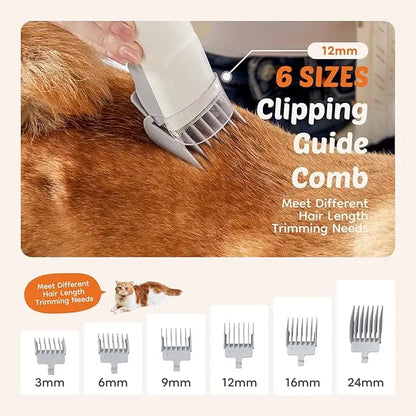 Cordless Pet Grooming Vacuum Kit – 2.5L, 3 Suction Modes, 5 Tools, Low Noise