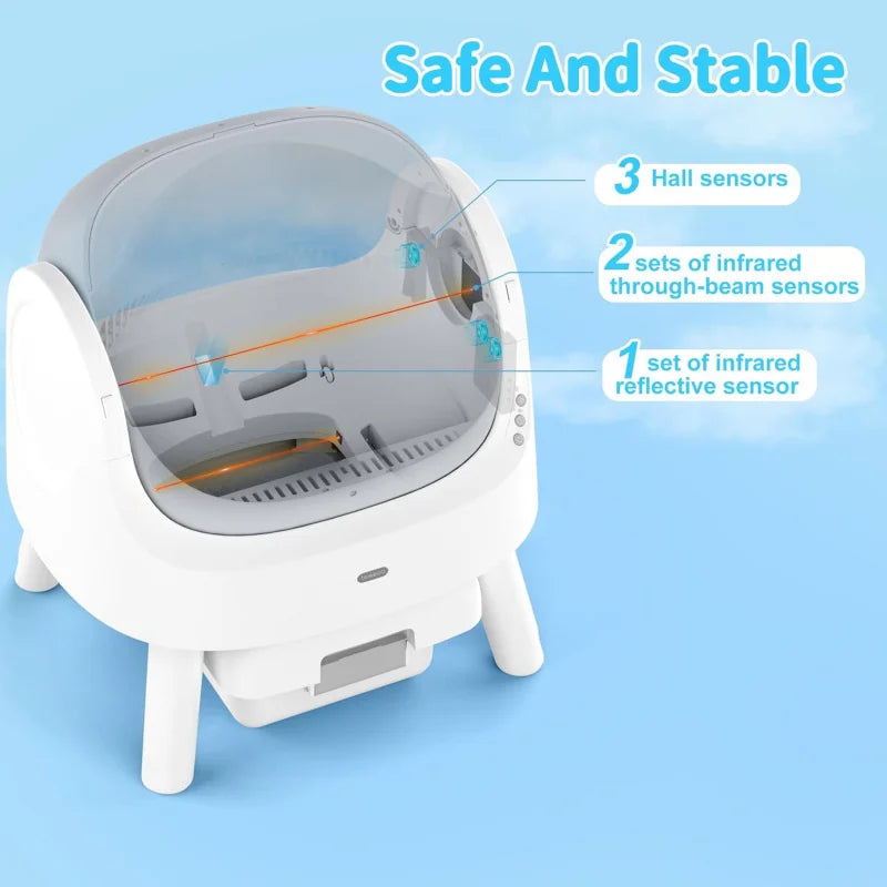 Automatic Self-Cleaning Cat Litter Box – Low Noise, Sensor-Activated, Open Top with Removable Tray
