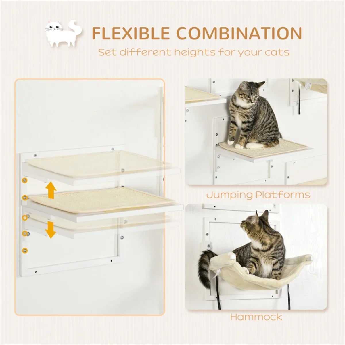 Cat Shelf & Tower Set – Wall-Mounted Play Area with Toys, Training Aids & Snack Holders