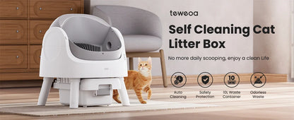 Automatic Self-Cleaning Cat Litter Box – Low Noise, Sensor-Activated, Open Top with Removable Tray