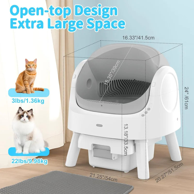 Automatic Self-Cleaning Cat Litter Box – Low Noise, Sensor-Activated, Open Top with Removable Tray