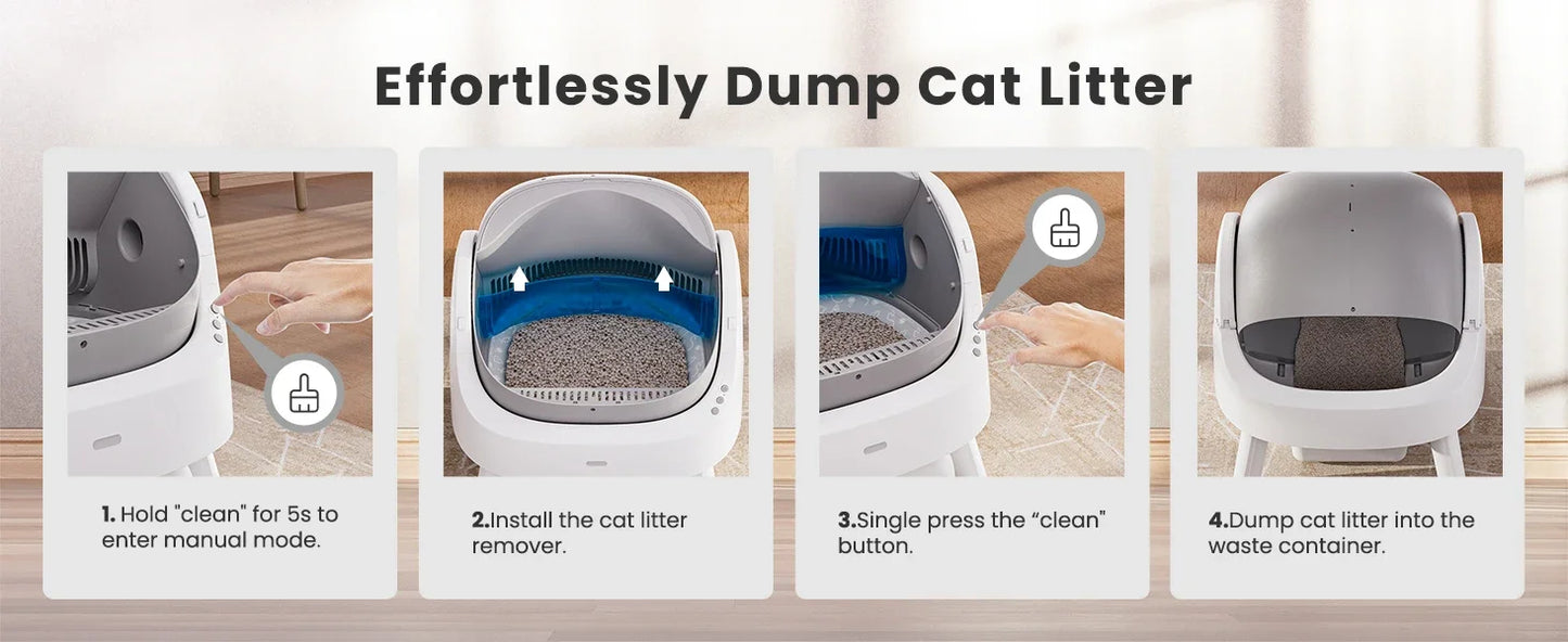 Automatic Self-Cleaning Cat Litter Box – Low Noise, Sensor-Activated, Open Top with Removable Tray