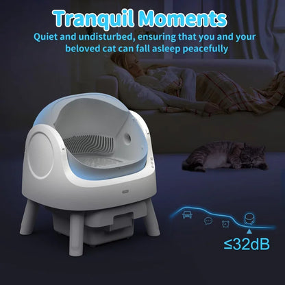 Automatic Self-Cleaning Cat Litter Box – Low Noise, Sensor-Activated, Open Top with Removable Tray