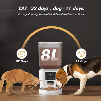 Automatic Pet Feeder – 8L Smart Dispenser with Key Control, SUS+ABS Build for Cats & Dogs