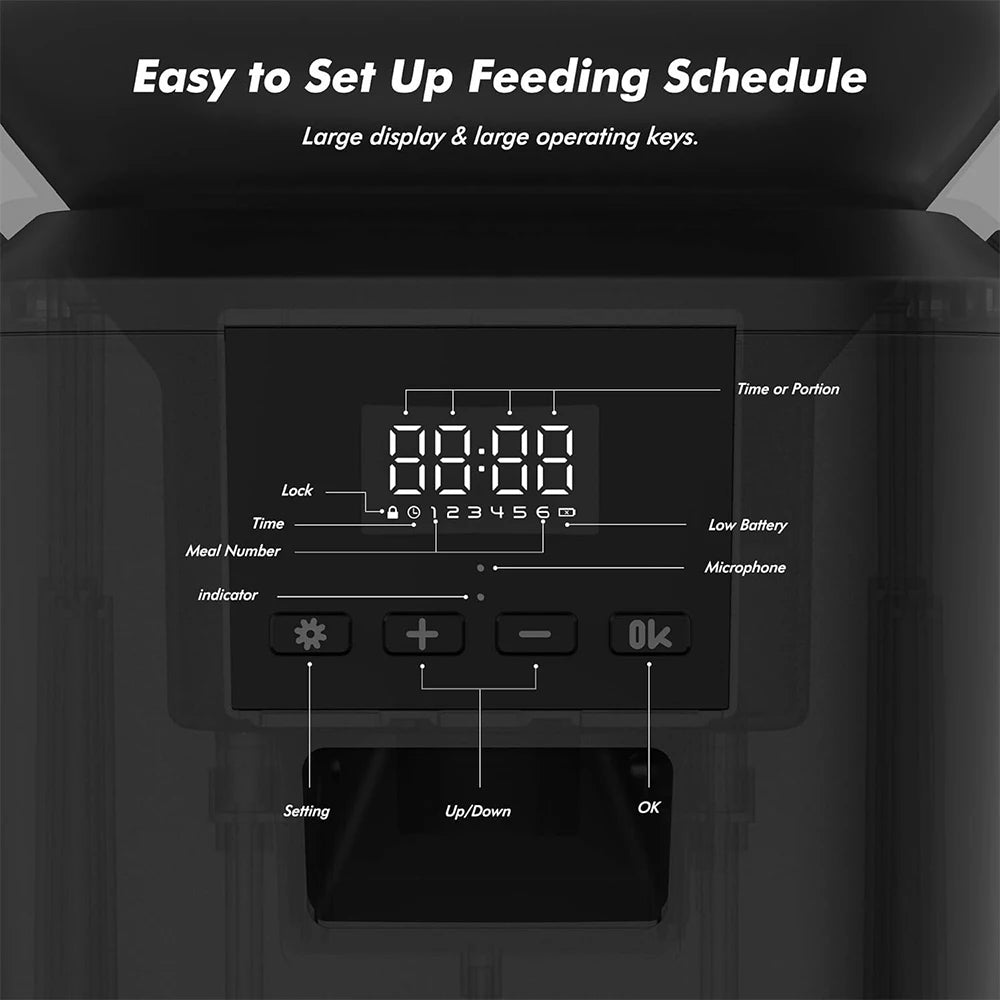 Automatic Pet Feeder – 8L Smart Dispenser with Key Control, SUS+ABS Build for Cats & Dogs
