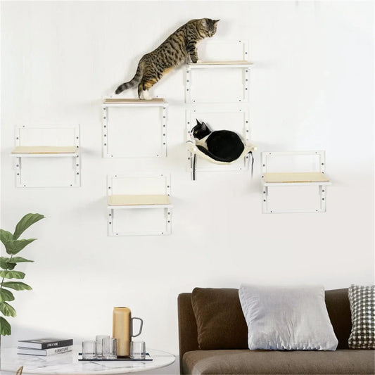 Cat Shelf & Tower Set – Wall-Mounted Play Area with Toys, Training Aids & Snack Holders