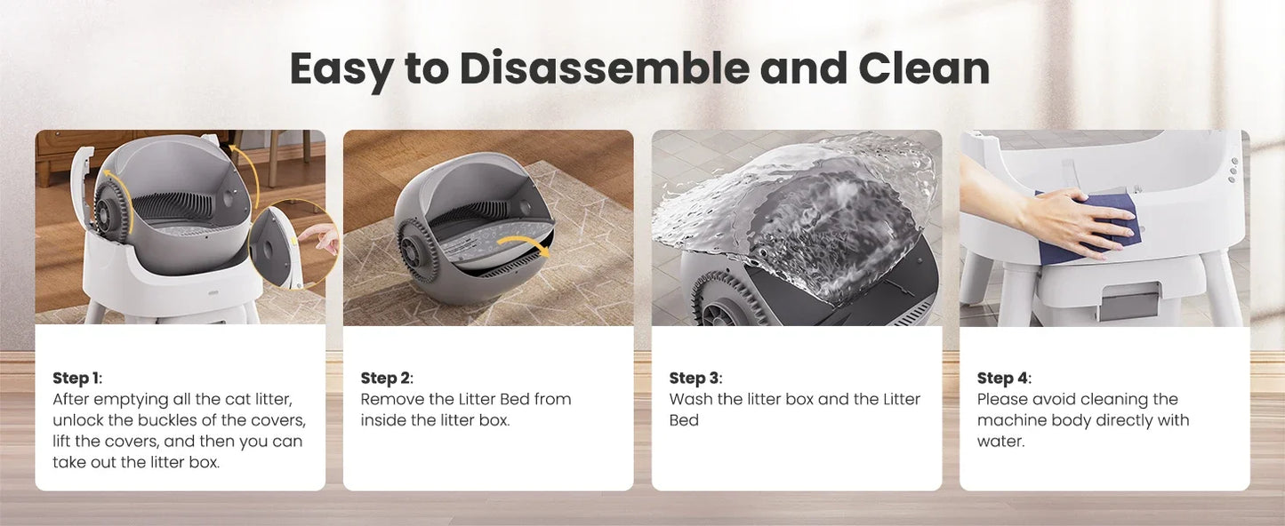 Automatic Self-Cleaning Cat Litter Box – Low Noise, Sensor-Activated, Open Top with Removable Tray
