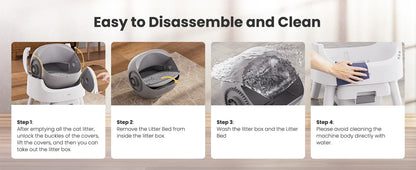 Automatic Self-Cleaning Cat Litter Box – Low Noise, Sensor-Activated, Open Top with Removable Tray