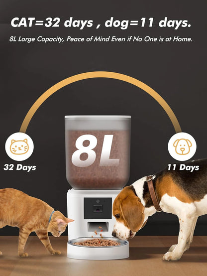 Automatic Pet Feeder – 8L Smart Dispenser with Key Control, SUS+ABS Build for Cats & Dogs