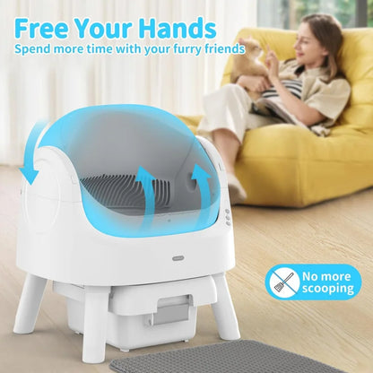 Automatic Self-Cleaning Cat Litter Box – Low Noise, Sensor-Activated, Open Top with Removable Tray