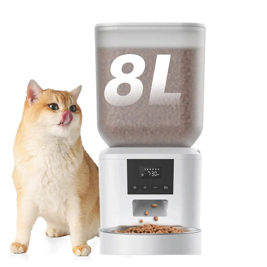 Automatic Pet Feeder – 8L Smart Dispenser with Key Control, SUS+ABS Build for Cats & Dogs
