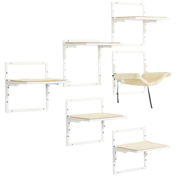 Cat Shelf & Tower Set – Wall-Mounted Play Area with Toys, Training Aids & Snack Holders