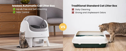 Automatic Self-Cleaning Cat Litter Box – Low Noise, Sensor-Activated, Open Top with Removable Tray