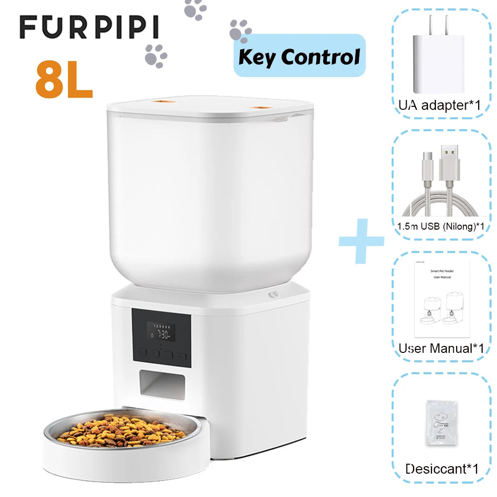 Automatic Pet Feeder – 8L Smart Dispenser with Key Control, SUS+ABS Build for Cats & Dogs